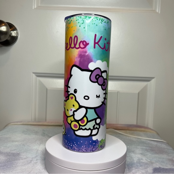 Hello Kitty tie dye glitter 20 oz skinny Tumbler - Picture 7 of 8